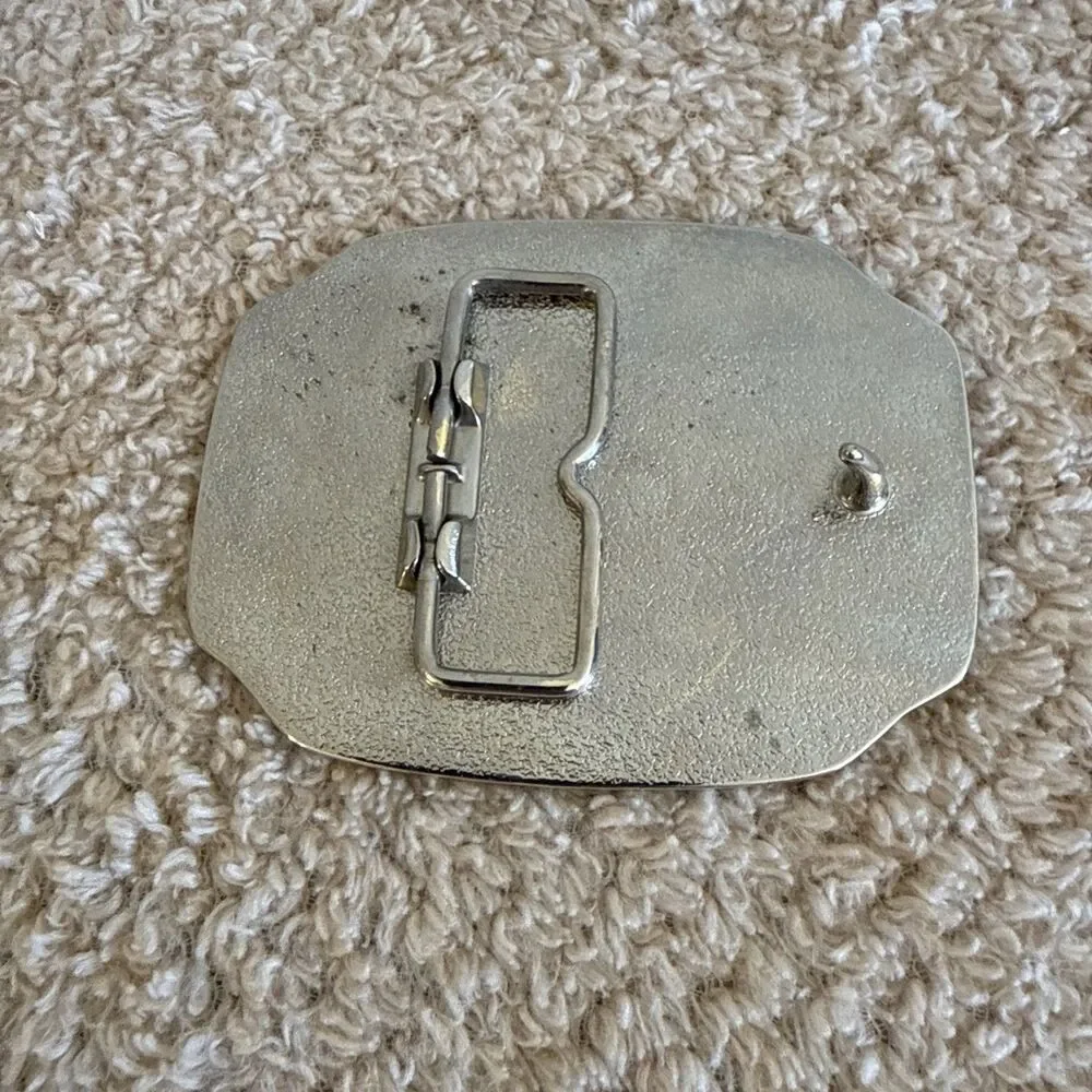 1886-1986 100 Years of Liberty Belt Buckle Metal Silver Gold Plate Lady Statue